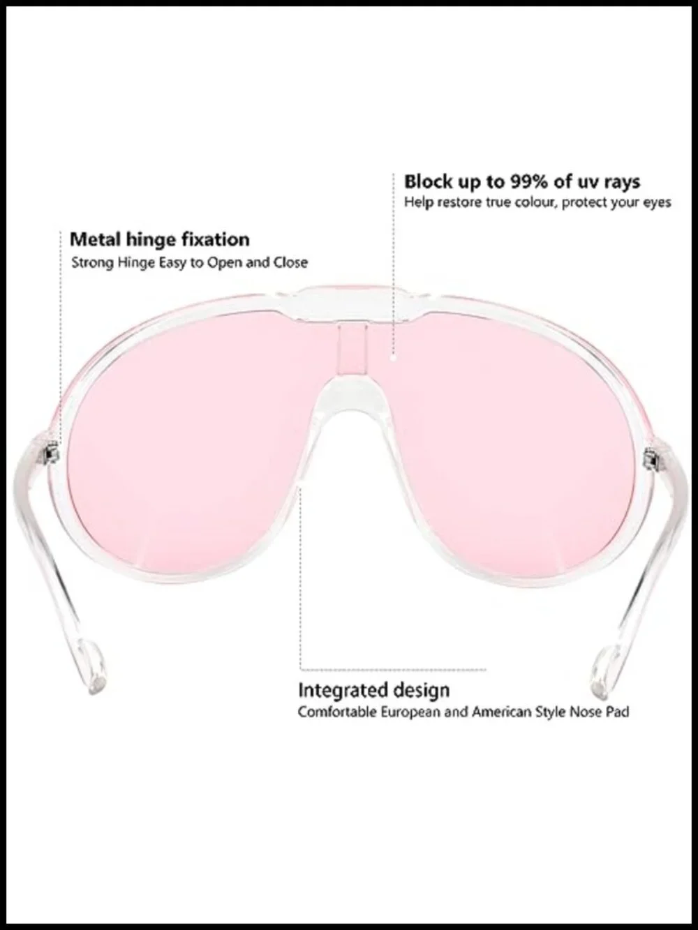 Oversized Shield Aviator Sunglasses UV400 Protection Goggles